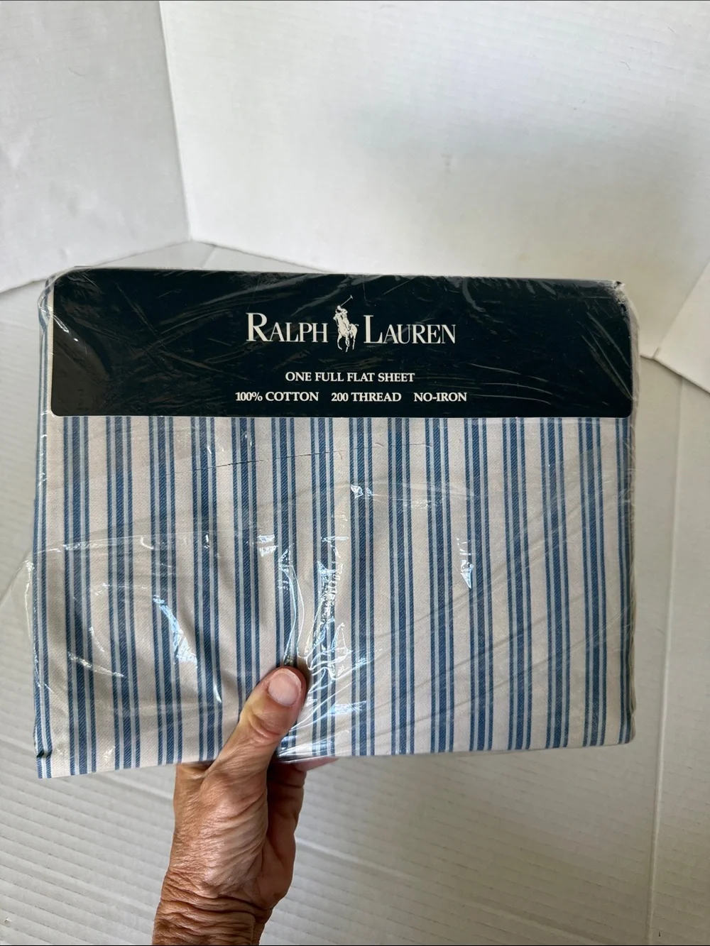 Ralph Lauren Home Collection Claudine Blue Flat Sheet Full Size **As Found** - Picture 1 of 6